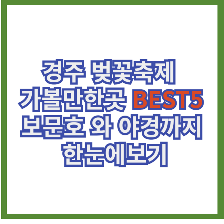 경주 벚꽃축제 BEST5