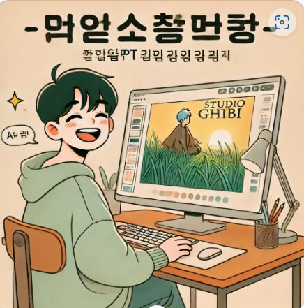 챗GPT 지브리 스타일 이미지 만들기, AI 캐릭터 생성 과정 설명하는 한국 블로거 썸네일