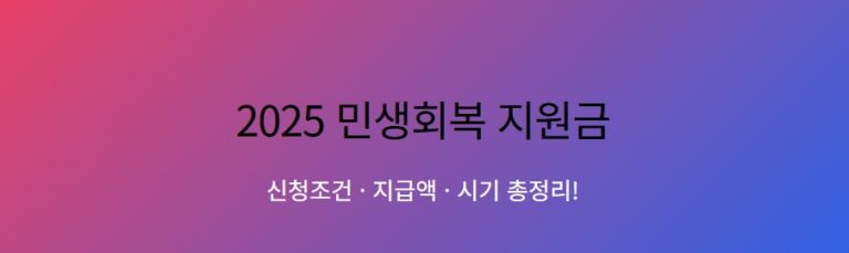 2025 민생회복지원금