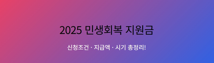 2025 민생회복지원금